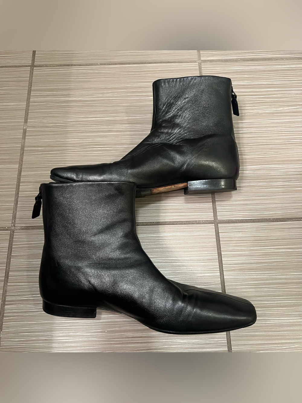 Vince Ness Women's Black Leather Boots Size 6.5 square toe - Picture 6 of 10